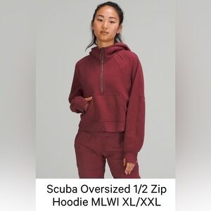 lululemon Mulled Wine Scuba Oversized 1/2 Zip Hoodie XL/XXL